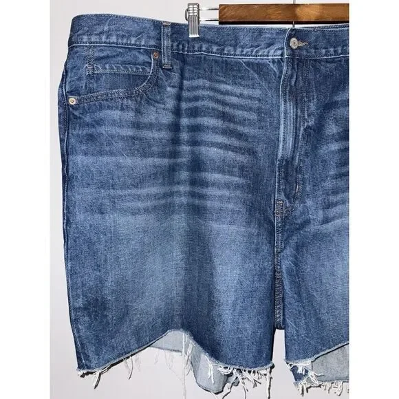 Old Navy High Rise Slouchy Blue Jean Shorts Cut Off Denim 5" Non Stretch 28 Plus - Picture 5 of 13
